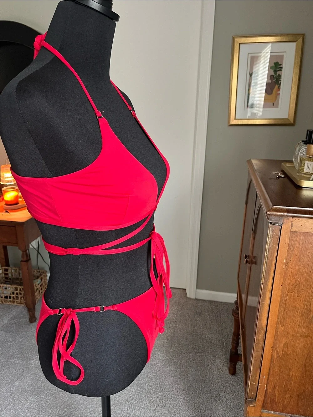Red Strappy Wrap Toluca Swim Bikini Set - Women Swim